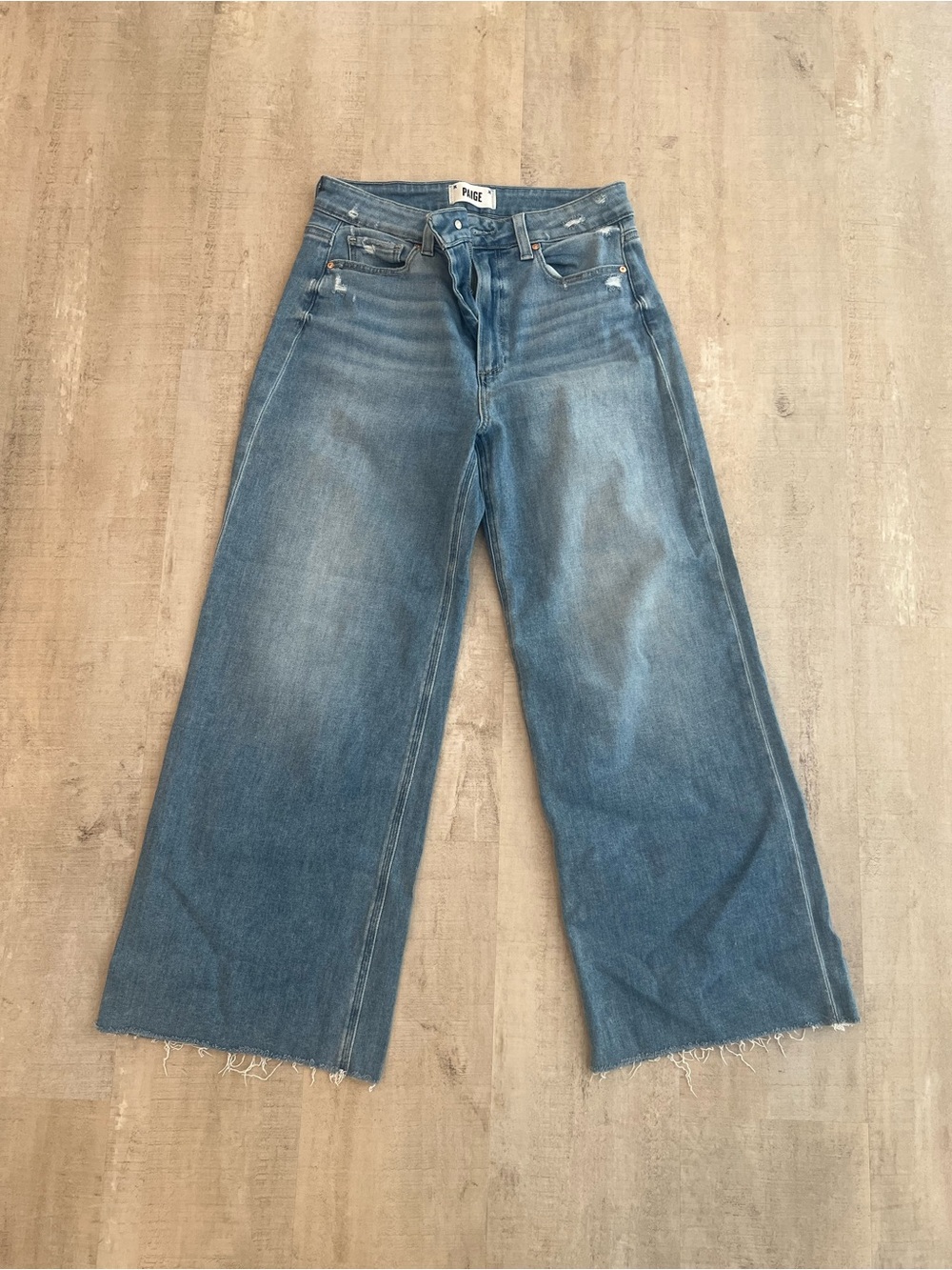 PAIGE Medium Wash Wide Leg Jeans